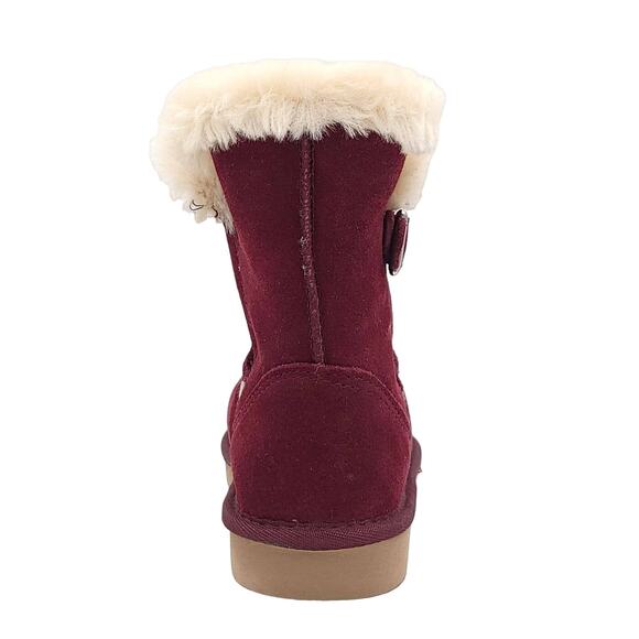 Style & Co Women Slip On Fuzzy Winter Booties Tiny 2 Size US 5M Wine Red Suede - Picture 5 of 6